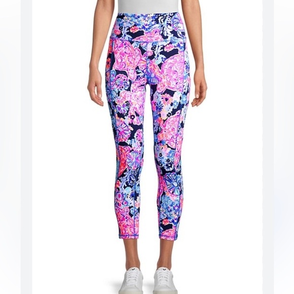 NWT Lilly Pulitzer leggings turtle amazement pink Blue XXS - Picture 3 of 10
